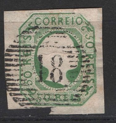 Portugal 1855-1856 D. Pedro V. Cabelos lisos50r carimbo 48 Angra do Hero&iacute;smo. 
Cancelado. 
