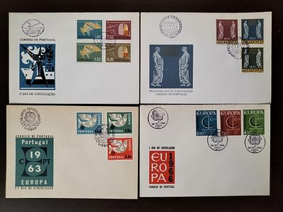 Portugal 4 FDC`S diferentes. 
Cabe ao licitante verificar cuidadosamente as imagens e tirar as 