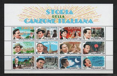 San Marino 1966 Hist&oacute;ria da Can&ccedil;&atilde;o Italiana. 
Novo sem marca de Charneira com goma. 
Cabe ao 