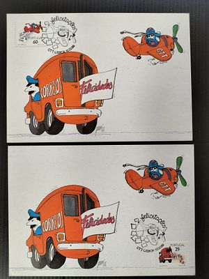 Portugal 1989 2 Postais Felicita&ccedil;&otilde;es. 
Cabe ao licitante verificar cuidadosamente as imagens e 
