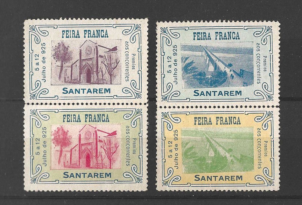 Portugal 1925 4 Vinhetas feira Franca Santar&eacute;m. 
Cabe ao licitante verificar cuidadosamente as 