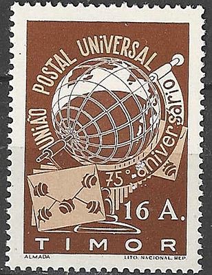 Timor 1949 75.° Aniversário da União Postal Universal. 
Novo com marca de Charneira com goma. 
