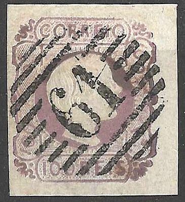 Portugal 1855-1856 D. Pedro V. Cabelos lisos 100r Carimbo 61 Guimarães. 
Circulado. 
Cabe ao 
