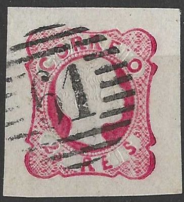 Portugal 1856-1858 D. Pedro V. Cabelos anelados 25r Carimbo 61 Guimarães. 
Circulado. 
Cabe 