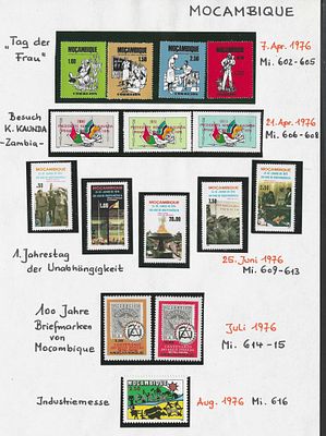 Moçambique 1976 . 
Selos novos sem marca de charneira com goma. 
Cabe ao licitante verificar 