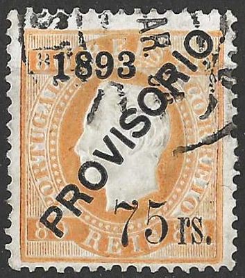 Portugal 1892-1893 D. Lu&iacute;s I. Sobrecarga &laquo;PROVISORIO&raquo; 75r s/ 80r. 
Circulado. 
Cabe ao 