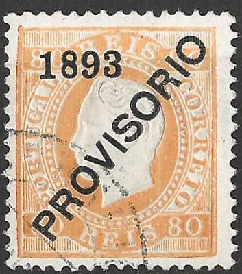 Portugal 1892-1893 D. Lu&iacute;s I. Sobrecarga &laquo;PROVISORIO&raquo; 80r. 
Circulado. 
Cabe ao licitante 