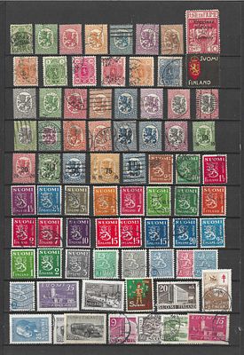 Cole&ccedil;&atilde;o de Selos da Finl&acirc;ndia – Suomi – Antigos e Modernos . Lote composto por mais de 90 selos 
