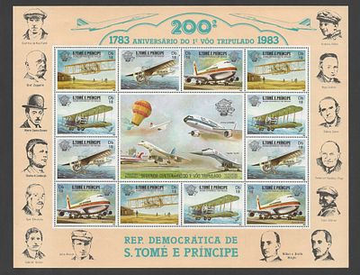 S&atilde;o Tom&eacute; e Pr&iacute;ncipe 1983 200&ordm; Anivers&aacute;rio do 1&ordm; Voo Tripulado. 
Novo sem marca de charneira com 
