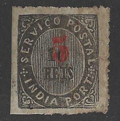 &Iacute;ndia Portuguesa 1881 &laquo;Nativos&raquo;. Com sobretaxa 5 s/ 10 r. 
Novo com marca de charneira sem goma. 