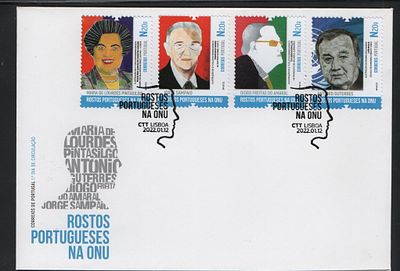 Portugal 2022 Sobrescrito 1.&ordm; Dia Rostos Portugueses na ONU. 
• Cabe ao licitante verificar 