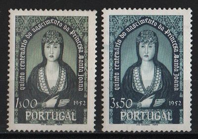 Portugal 1953 5&ordm; Centen&aacute;rio do Nascimento da Princesa Santa Joana. 
Novo sem marca de charneira 