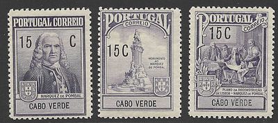Cabo Verde 1925 Monumento ao Marqu&ecirc;s de Pombal. 
Novo com marca charneira com goma.
