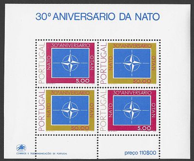 Portugal 1979 30&ordm; Anivers&aacute;rio da Nato. 
Novo sem marca de charneira com goma. 
Cabe ao 