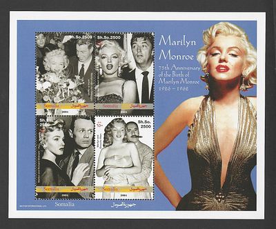 Som&aacute;lia 2001 Marilyn Monroe. 
Novo sem marca de charneira com goma. 
Cabe ao licitante 