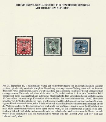 Ocupa&ccedil;&atilde;o Nazi – Rumburk 1938 "Wir sind frei" com Sobrecarga Local dos Sudetos. Raro conjunto de 
