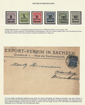Alemanha – Selos e Envio Postal da Hiperinfla&ccedil;&atilde;o (1923) com Sobrecargas em Mil Milh&otilde;es de Marcos. 
