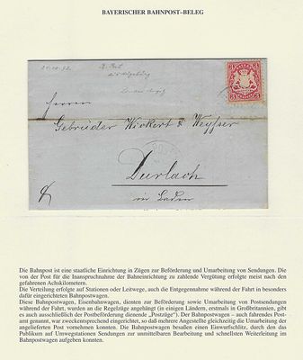 Bayerischer Bahnpost – Carta Circulada com Selo da Baviera (3 Kreuzer) via Correio Ferrovi&aacute;rio 