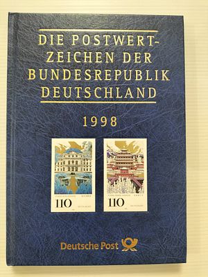 Rep&uacute;blica Federal da Alemanha 1998 Livro anual de capa dura - Os selos postais de 1998. 
Livro 
