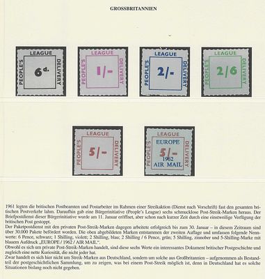 Reino Unido – Selos Privados da “People’s League Delivery” durante a Greve Postal de 1961–1962. C 