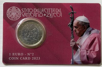 CoinCard N&ordm;2 Vaticano - Moeda de 1 Euro - Ano 2023. Cabe ao licitante verificar cuidadosamente 