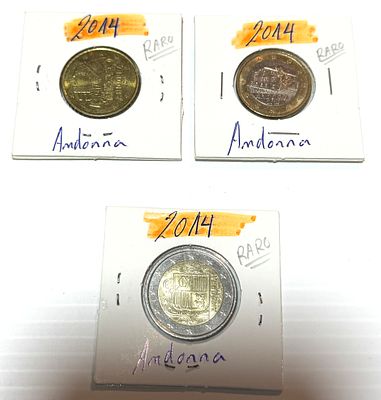 Lote C/ 3 Moedas de Andorra. Moedas Circuladas. 
Cabe ao licitante verificar cuidadosamente as 