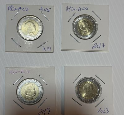 Lote C/4 Moedas do M&oacute;naco. Moedas Circuladas. 
Cabe ao licitante verificar cuidadosamente as 