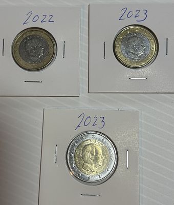 Lote C/ 3 Moedas do M&oacute;naco. Moedas Circuladas. 
Cabe ao licitante verificar cuidadosamente as 