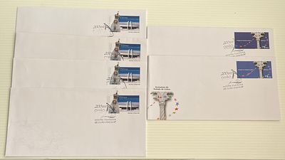 Lote com 6 Envelopes Pr&eacute;-Selados Diversos - Com Carimbo Comemorativo "Mostra Filat&eacute;lica". Cabe 