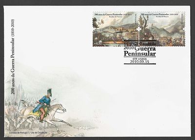 Portugal 2010 – FDC 200 Anos da Guerra Peninsular (1810–2010) – S&eacute;rie Completa – Carimbo 1.&ordm; Dia . 