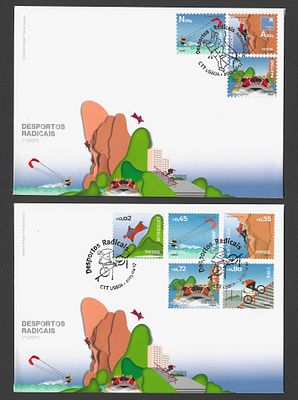 Portugal 2015 – FDC “Desportos Radicais – 2.&ordm; Grupo”– Carimbo 1.&ordm; Dia. Envelopes de Primeiro Dia 