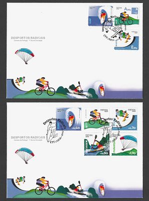 Portugal 2014 – FDC “Desportos Radicais – 1.&ordm; Grupo” – Carimbo 1.&ordm; Dia. Envelopes de Primeiro 