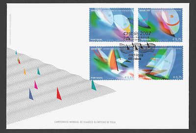 Portugal 2007 – FDC “Cascais 2007 – Campeonato Mundial de Classes Ol&iacute;mpicas de Vela” – Carimbo 