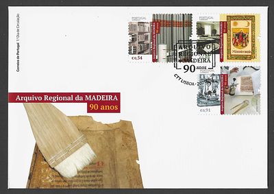 Portugal 2021 – FDC “Arquivo Regional da Madeira – 90 Anos” – Carimbo de 1.&ordm; Dia. Envelope de 