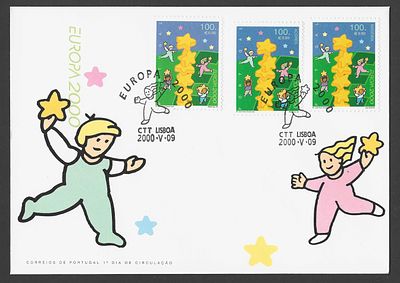 Portugal 2000 – FDC “Europa 2000” – S&eacute;rie Completa (Portugal, A&ccedil;ores e Madeira) – Carimbo de 1.&ordm; Dia