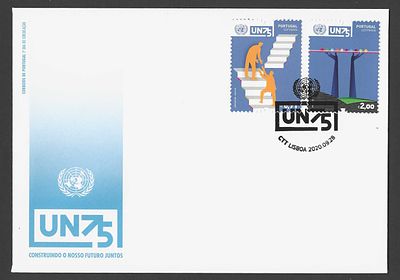 Portugal 2020 – FDC “ONU 75 – Construindo o Nosso Futuro Juntos” – Carimbo de 1.&ordm; Dia. Envelope 