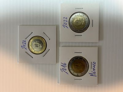 Lote C/ 3 Moedas do M&oacute;naco. Moedas Circuladas