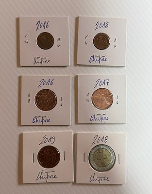 Lote C/ 6 Moedas do Chipre. Moedas Circuladas