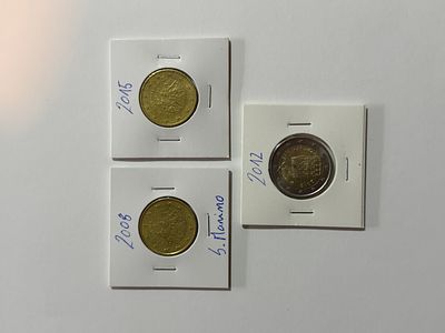Lote C/ 3 Moedas de S&atilde;o Marino. Moedas Circuladas