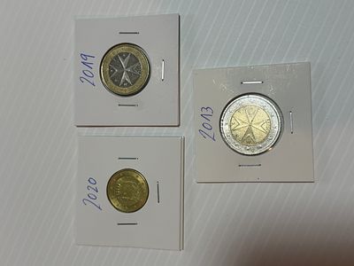 Lote C/ 3 Moedas de Malta. Moedas Circuladas
