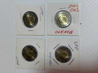 Lote C/ 4 Moedas do M&oacute;naco. Moedas Circuladas