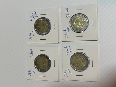 Lote C/ 4 Moedas Comemorativas - Gr&eacute;cia, Espanha e It&aacute;lia. Moedas Circuladas