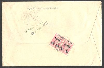 Angola 1952 Carta Malange → D&uuml;sseldorf Alemanha via Lisboa – Selos Ceres Sobrecarregados 70c. A 