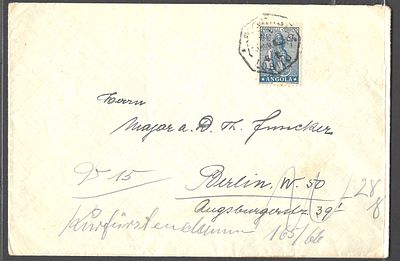 Angola 1948 Carta Luanda → Berlin Alemanha – Selo Ceres 40c. Envelope circulado enviado de 