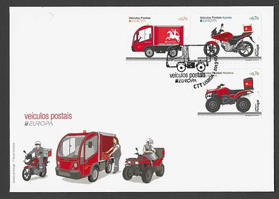 Portugal 2013 FDC “EUROPA – Ve&iacute;culos Postais”. Envelope de Primeiro Dia de Circula&ccedil;&atilde;o (FDC) 