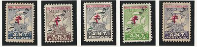 Portugal 1932-1933 IANT Caravela c/ sobrecarga "Natal". Novo com e sem marca de charneira com 