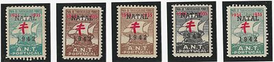 Portugal 1942 Vinhetas de 1934-35 c/ sobrecarga 1942 e "NATAL". Novo sem marca de charneira com 