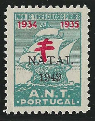 Portugal 1949 IANT Vinhetas 1934-1935 c/ sobrecarga " NATAL 1949". Novo sem marca de charneira 