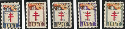 Portugal 1952 IANT vinhetas de 1951 c/ sobrecarga "NATAL 1952" TIPO I. Novo sem marca de 