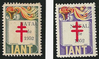 Portugal 1952 IANT vinhetas de 1951 c/ sobrecarga "NATAL 1952" TIPO III. Novo sem marca de 